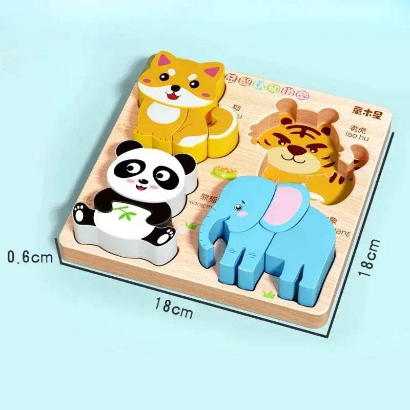 Animal Traffic Puzzles Toys for Kids Montessori Cartoon 3D Wooden Jigsaw Early Learning Educational Cognitive Game Children Gift - ToylandEU