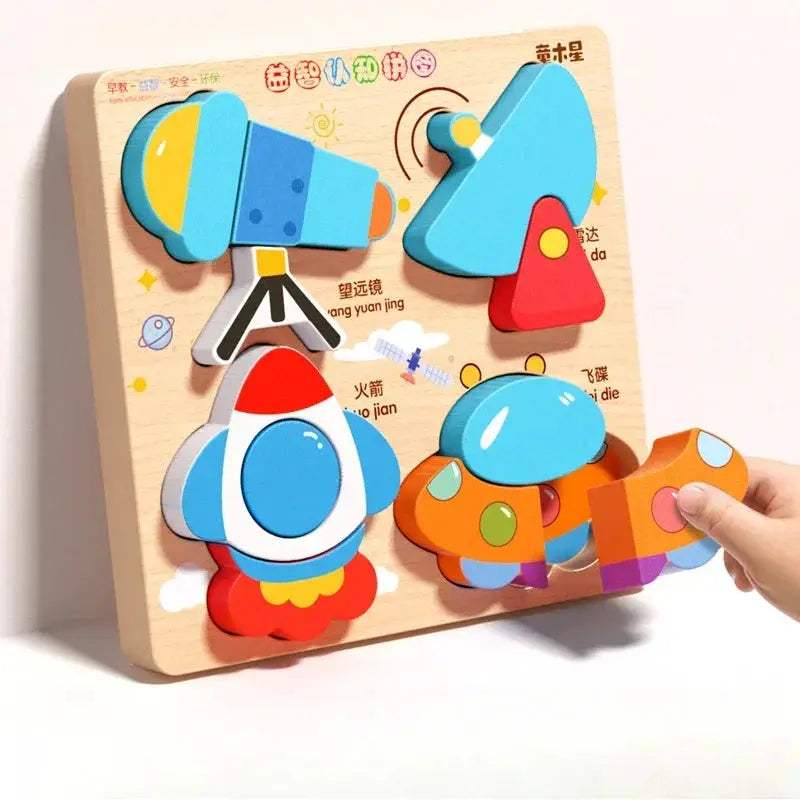 Animal Traffic Puzzles Toys for Kids Montessori Cartoon 3D Wooden Jigsaw Early Learning Educational Cognitive Game Children Gift - ToylandEU