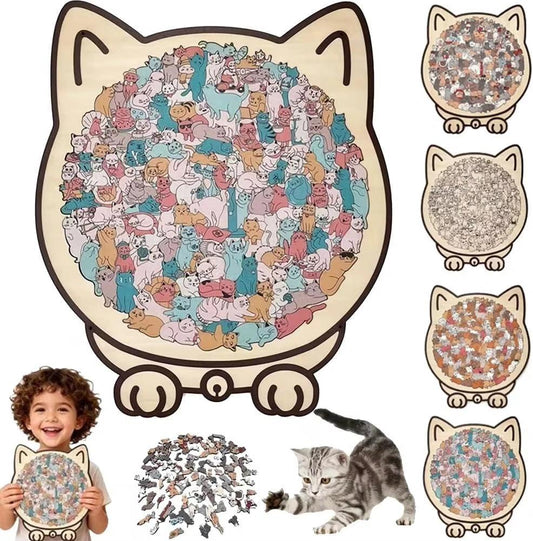  3D Wooden Cat Puzzle 135 Pieces Toylandeu™ 