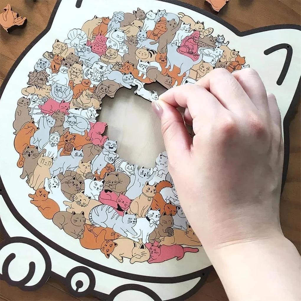  3D Wooden Cat Puzzle 135 Pieces Toylandeu™ 