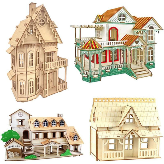  3D Wooden Dollhouse Puzzle | Villa Kit | Toylandeu™ 