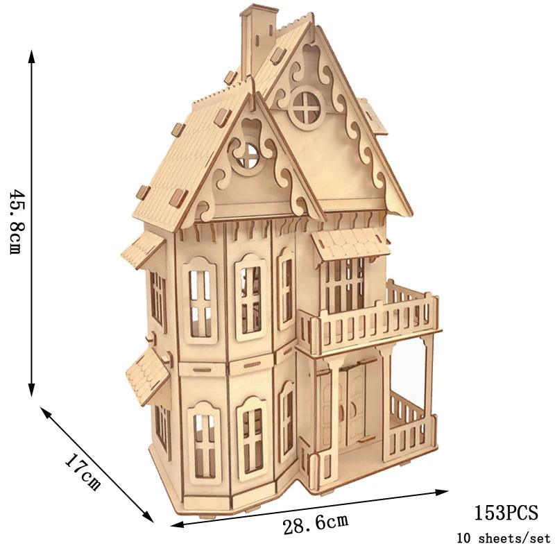  3D Wooden Dollhouse Puzzle | Villa Kit | Toylandeu™ 