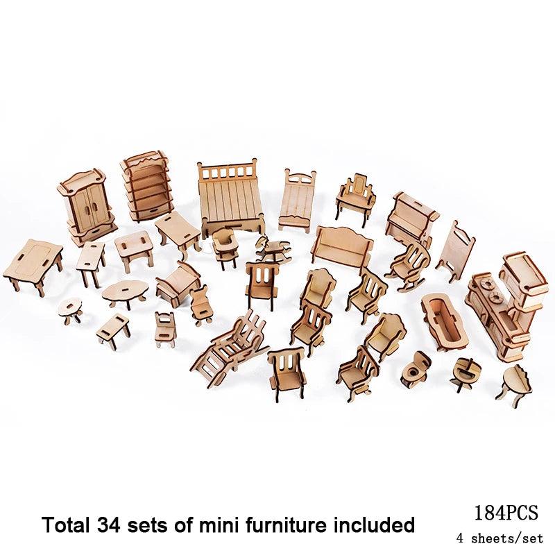  3D Wooden Dollhouse Puzzle | Villa Kit | Toylandeu™ 