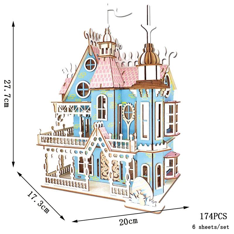  3D Wooden Dollhouse Puzzle | Villa Kit | Toylandeu™ 