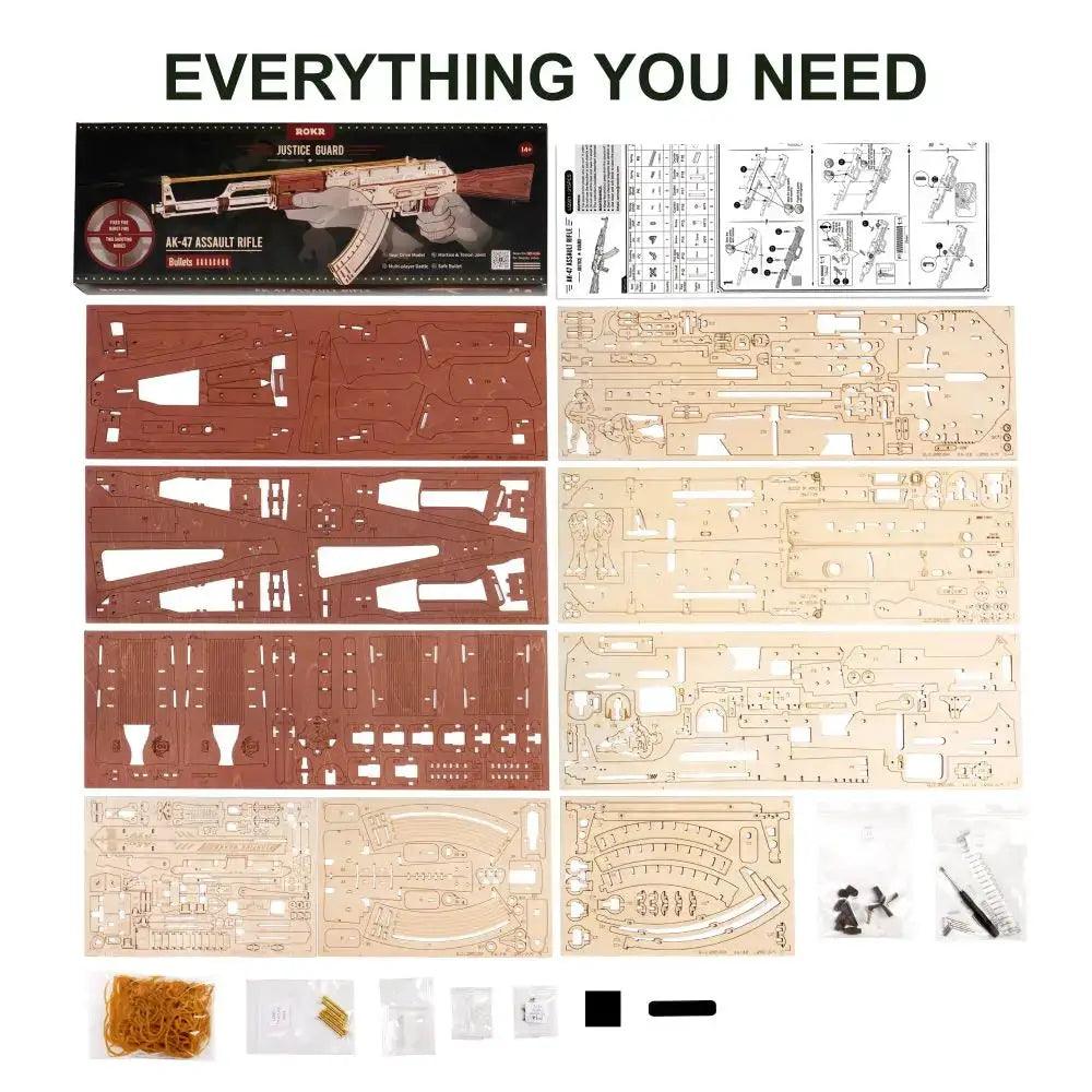  3D Wooden Gun Puzzle Kit AK47 DIY Building Blocks -  ToylandEU™
