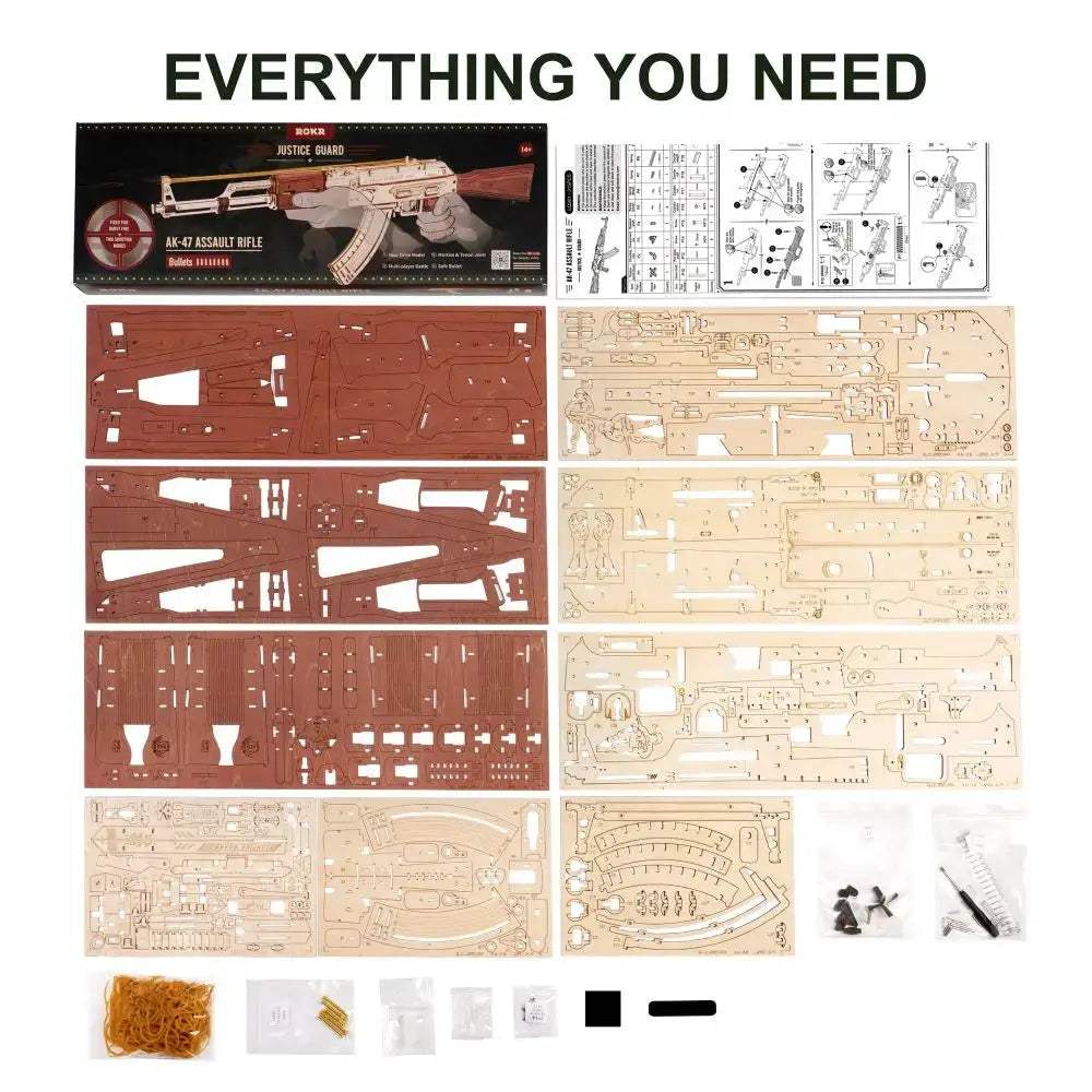  3D Wooden Gun Puzzle Kit AK47 DIY Building Blocks -  ToylandEU™