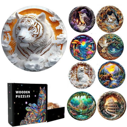  3D Wooden Jigsaw Puzzle TigerPattern Ages 12 Toylandeu 