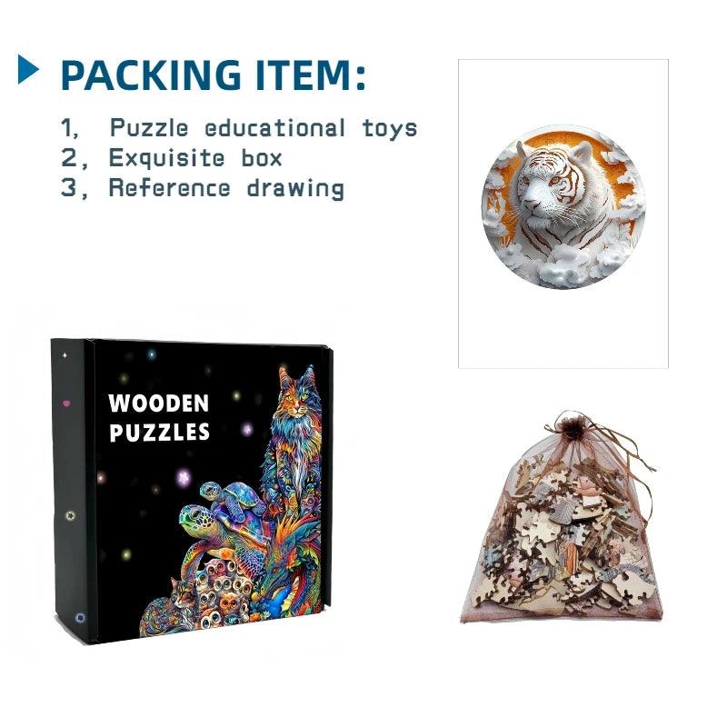  3D Wooden Jigsaw Puzzle TigerPattern Ages 12 Toylandeu 