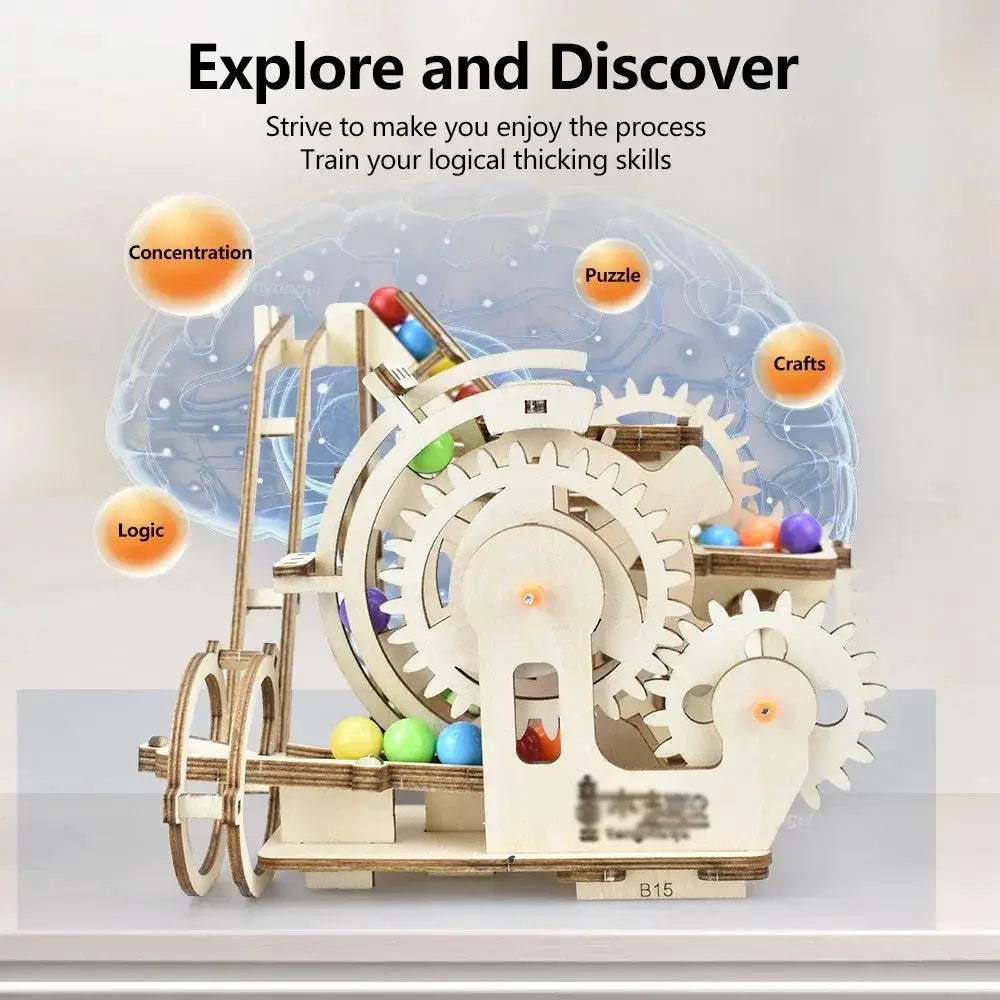 3D Wooden Marble Run Puzzle Kit With Electric Roller Coaster - ToylandEU