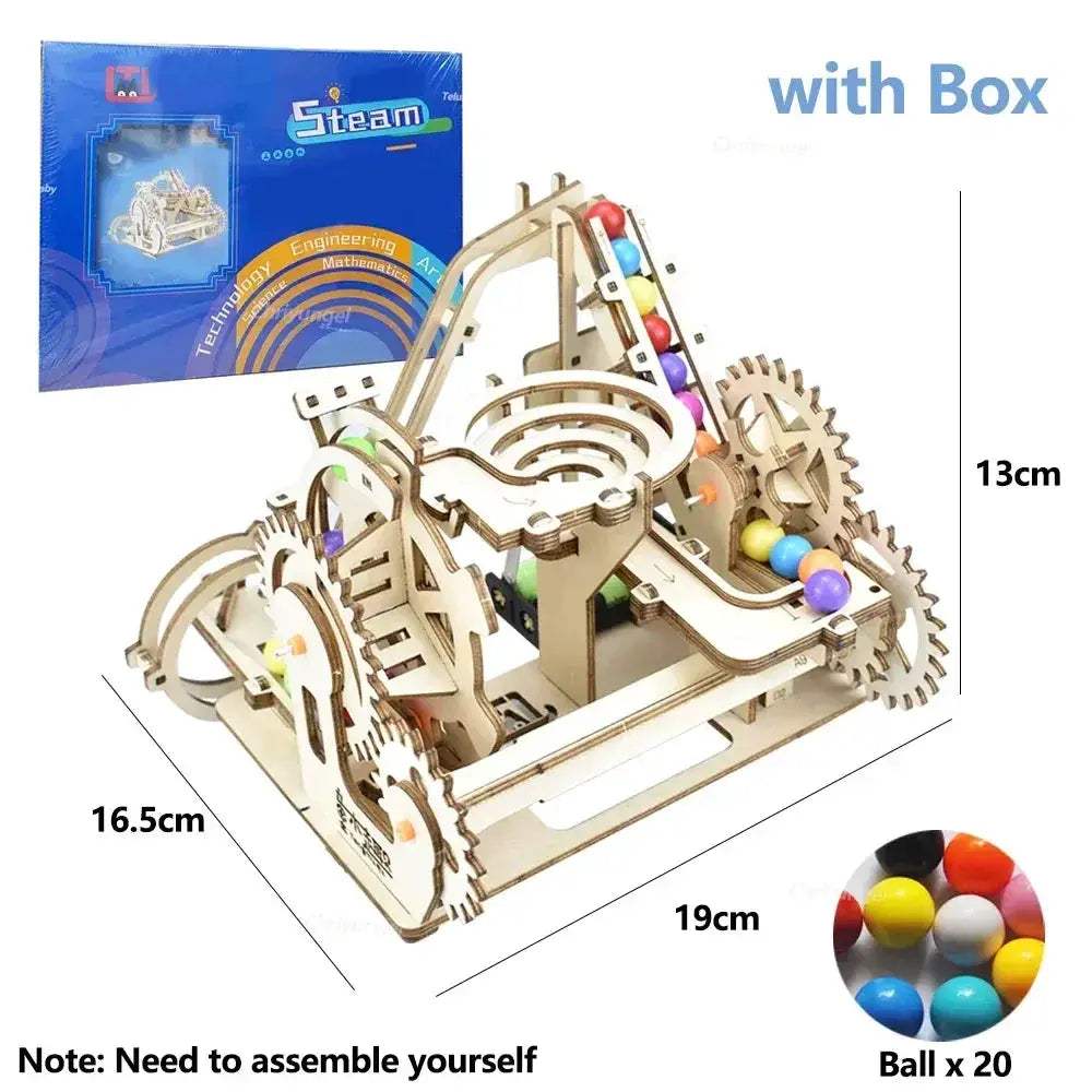 3D Wooden Marble Run Puzzle Kit With Electric Roller Coaster - ToylandEU