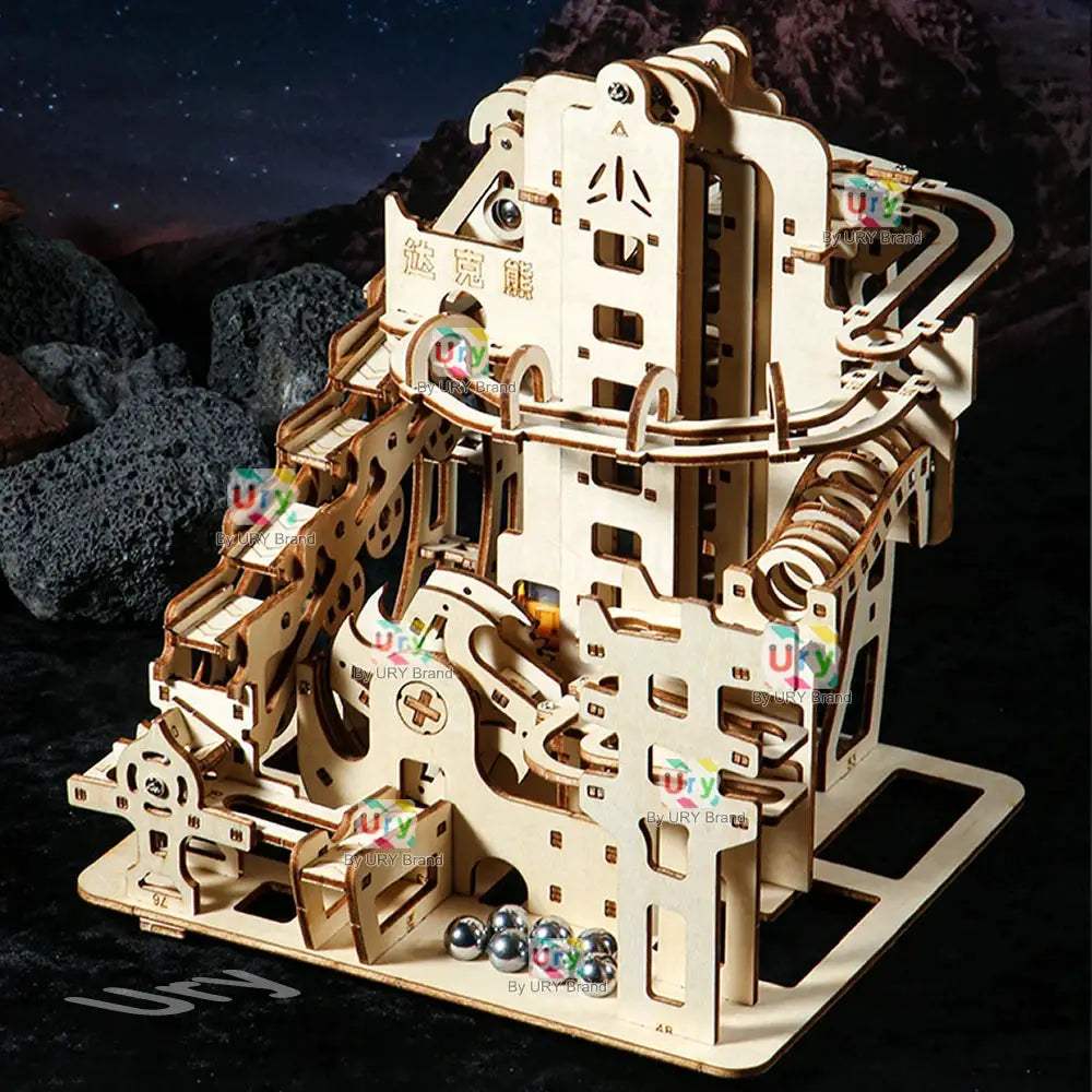  3D Wooden Marble Run Puzzle With Electric Catapult Track -  ToylandEU™