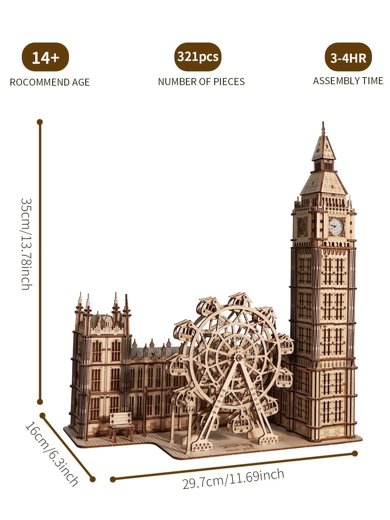 3D Wooden Puzzle Big Ben Model Kits Creative Gift Home Decor - ToylandEU