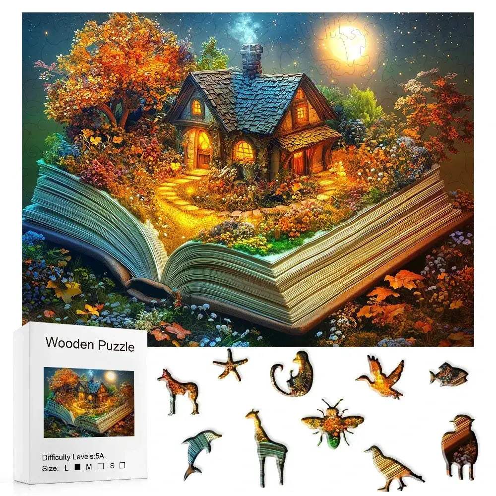 3D Wooden Puzzle Book Scene Educational for Montessori Learning - ToylandEU