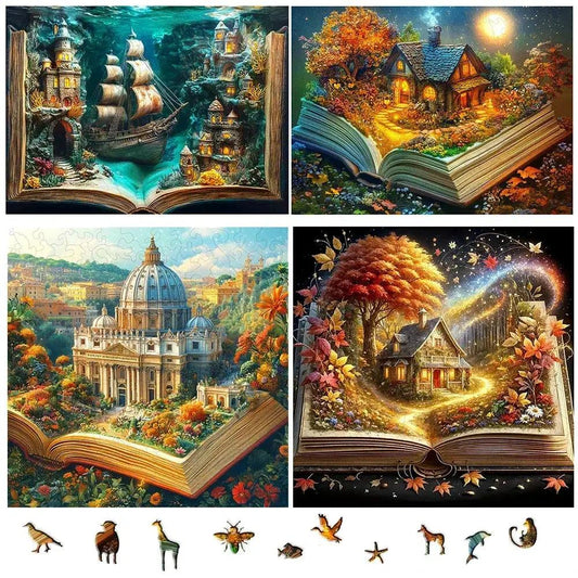  3D Wooden Puzzle Book Scene Montessori Learning Kit -  ToylandEU™