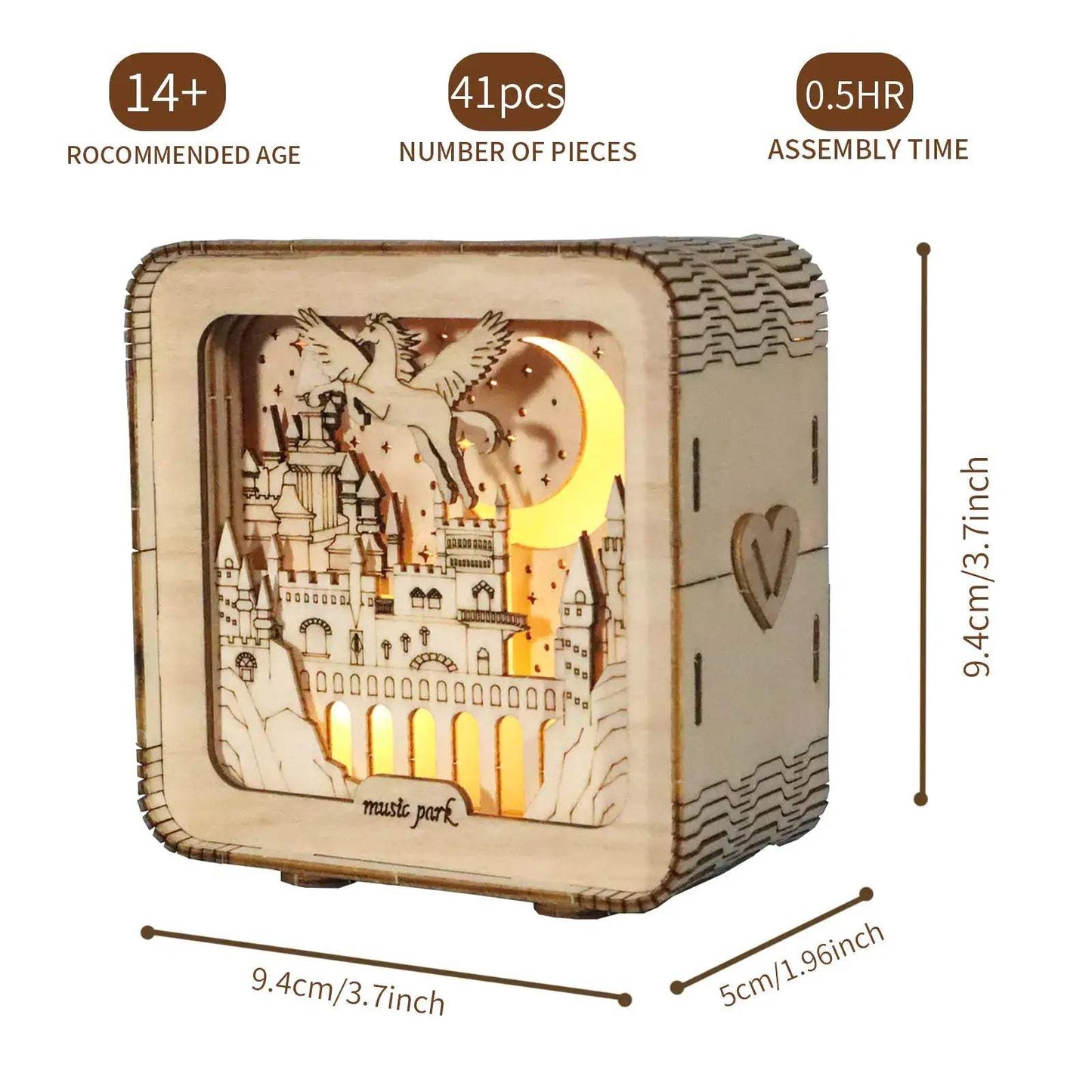 3D Wooden Puzzle Castle Night Light Desk Decor Gift - ToylandEU