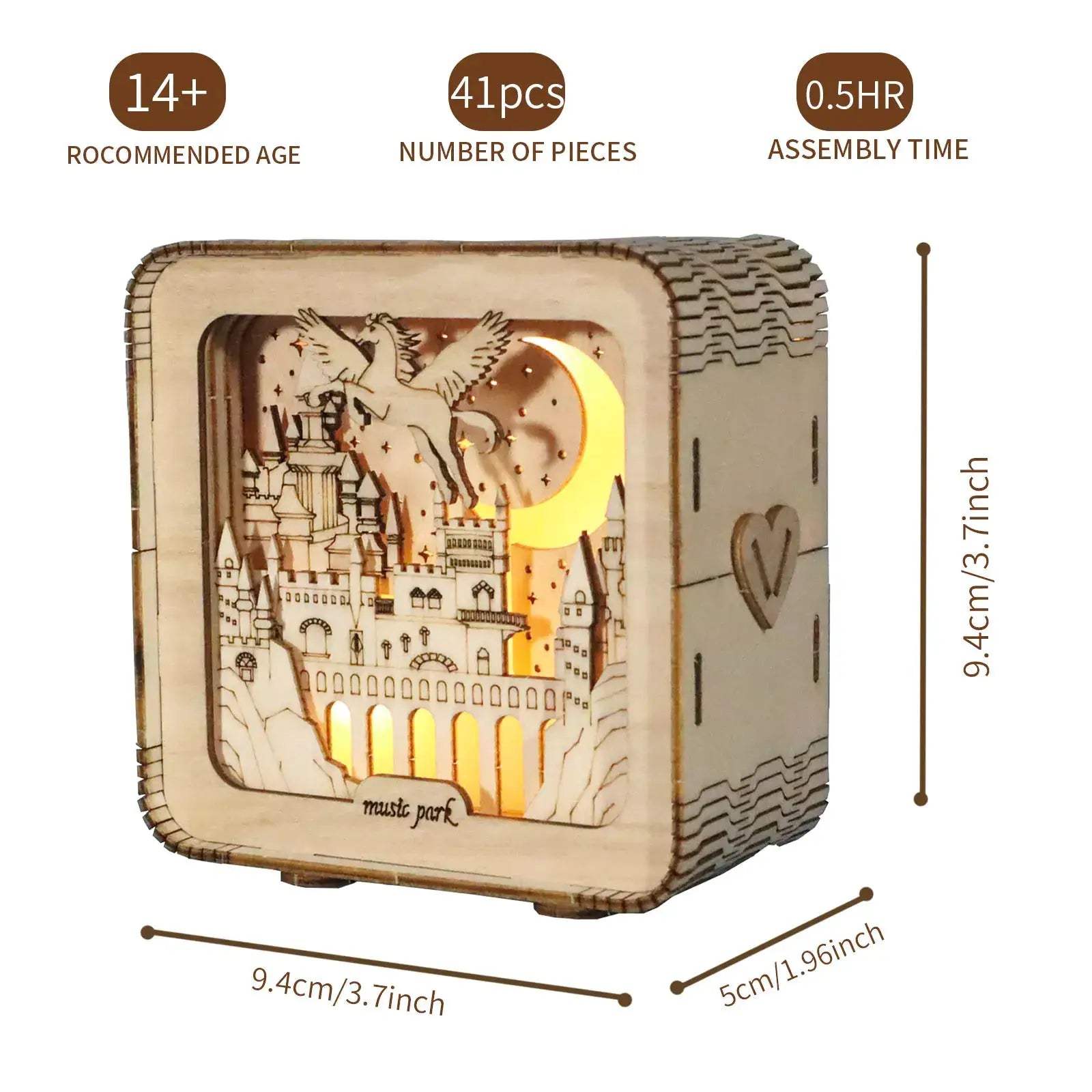 3D Wooden Puzzle Castle Night Light Desk Decor Gift - ToylandEU
