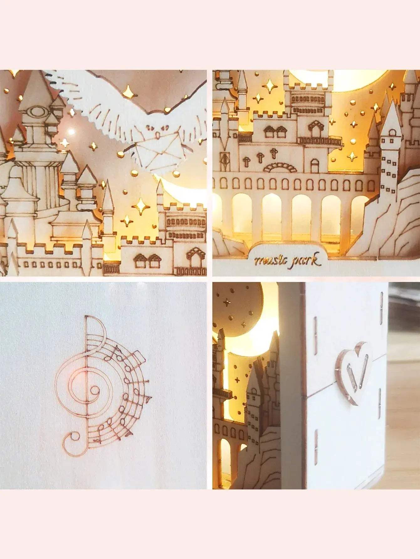 3D Wooden Puzzle Castle Night Light Desk Decor Gift - ToylandEU