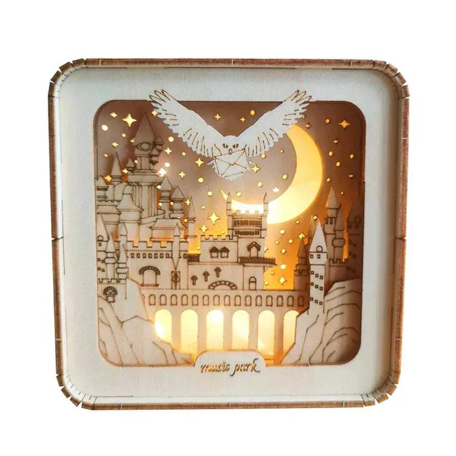 3D Wooden Puzzle Castle Night Light Desk Decor Gift - ToylandEU