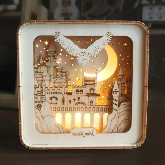  3D Wooden Puzzle Castle Night Light Led Desk Decor -  ToylandEU™