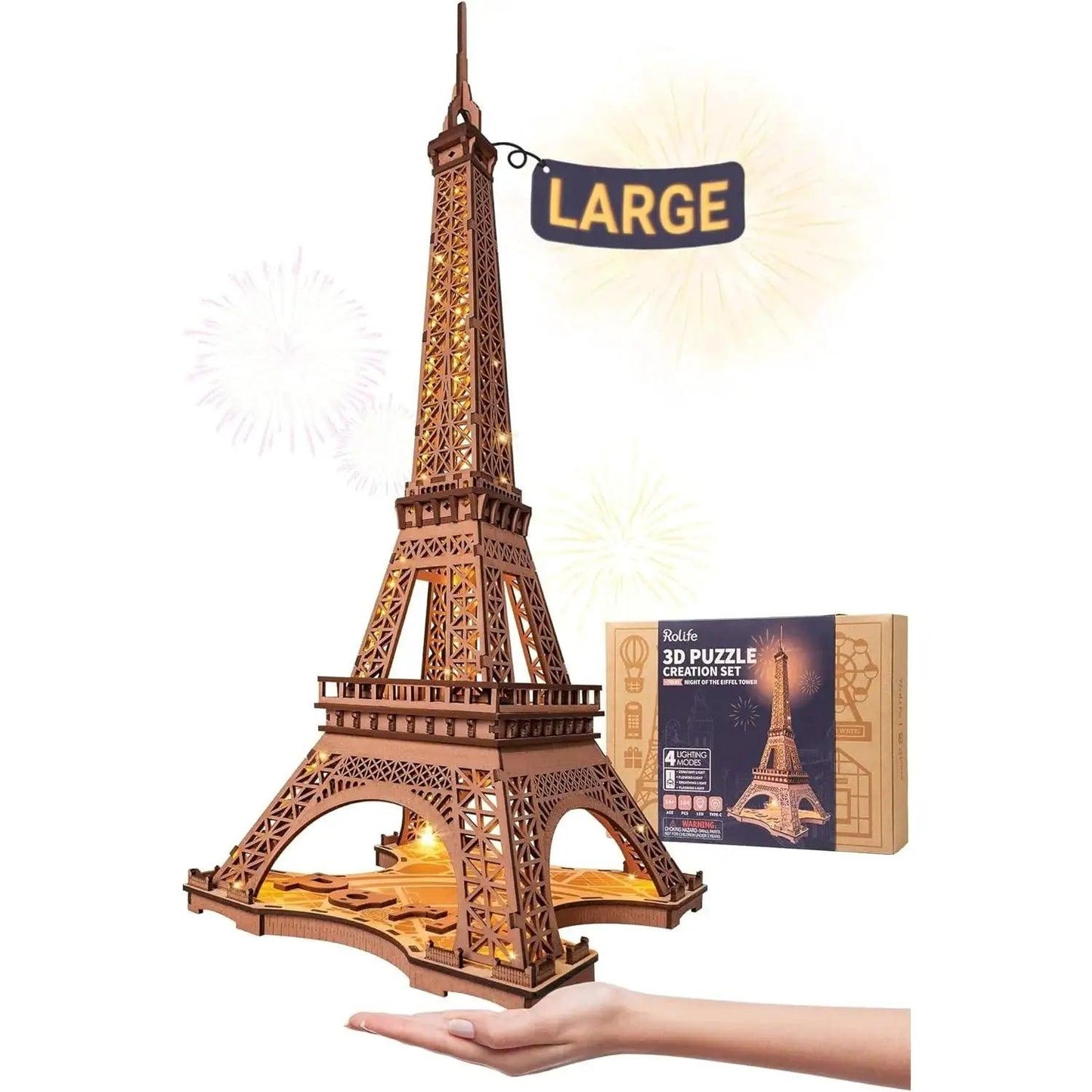  3D Wooden Puzzle Eiffel Tower LED Light Gift Idea -  ToylandEU™