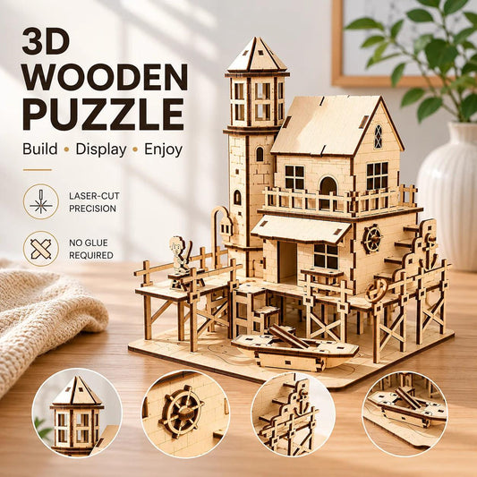  3D Wooden Puzzle | Fishermans Hut Theme | Toylandeu™ 