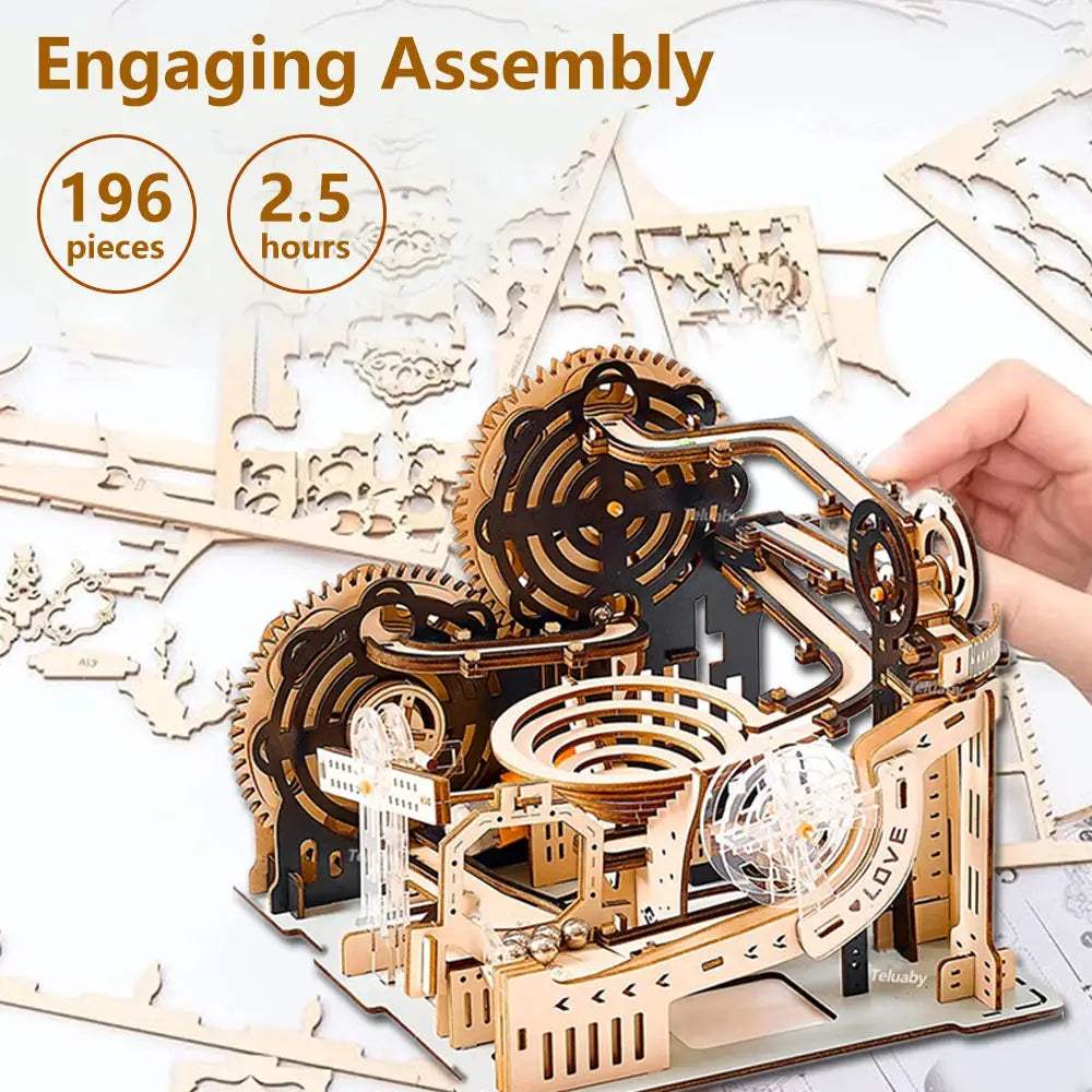  3D Wooden Puzzle Marble Run Kit Builds Steam Skills -  ToylandEU™