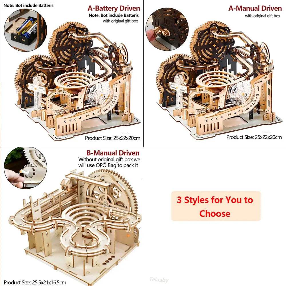  3D Wooden Puzzle Marble Run Kit Builds Steam Skills -  ToylandEU™