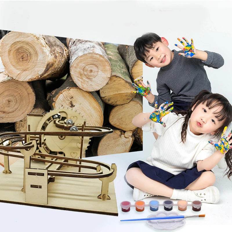 3D Wooden Puzzle Marble Runs Mechanical Puzzles Self Assembly Toy - ToylandEU