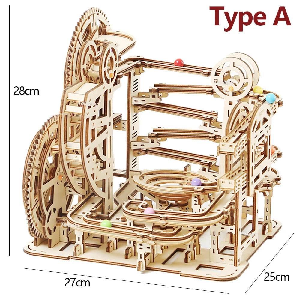 3D Wooden Puzzle Marble Runs Mechanical Puzzles Self Assembly Toy - ToylandEU