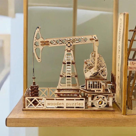 3D Wooden Puzzle | Oil Drilling Rig Model Kit | Engineering Model | Teens and Adults