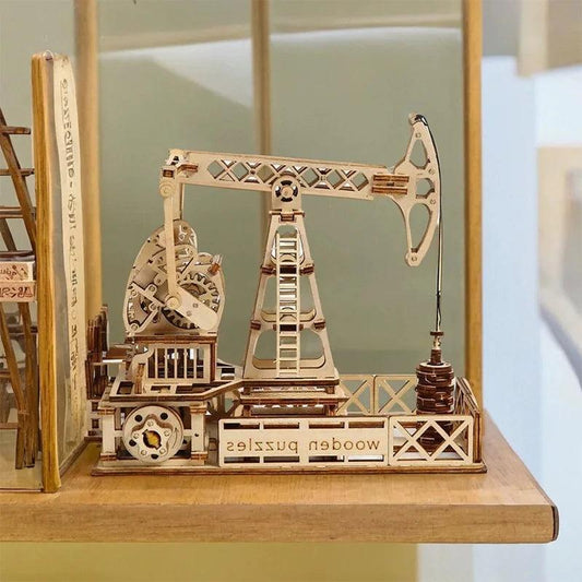 3D Wooden Puzzle | Oil Drilling Rig Model Kit | Engineering Model | Teens and Adults