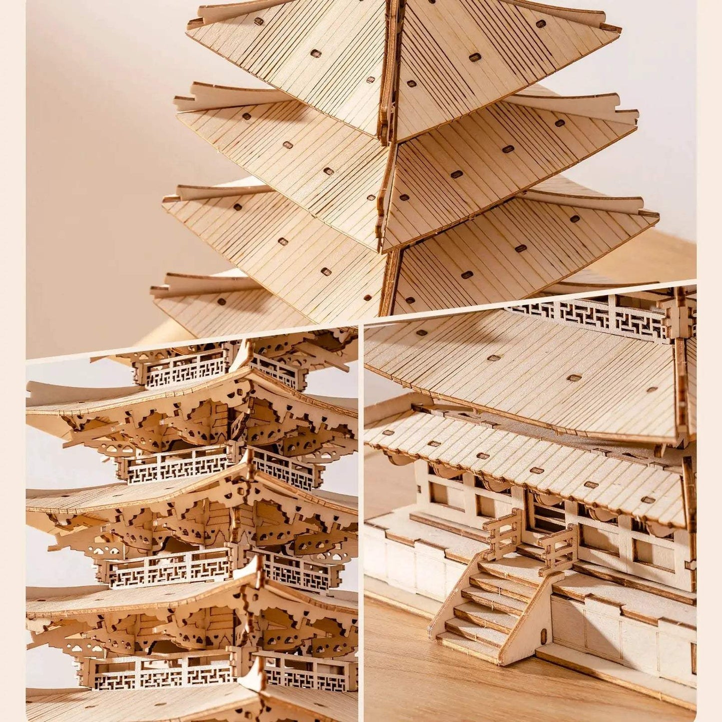  3D Wooden Puzzle Pagoda DIY Model Kit Tabletop Premium -  ToylandEU™