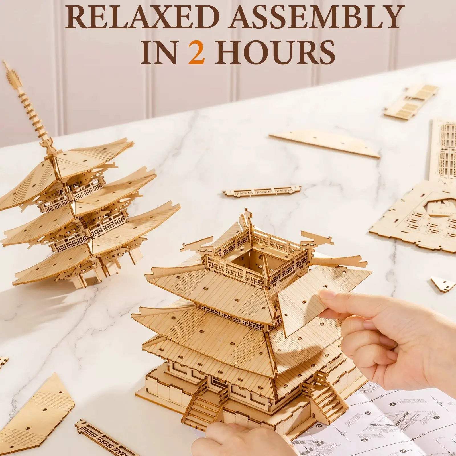  3D Wooden Puzzle Pagoda DIY Model Kit Tabletop Premium -  ToylandEU™