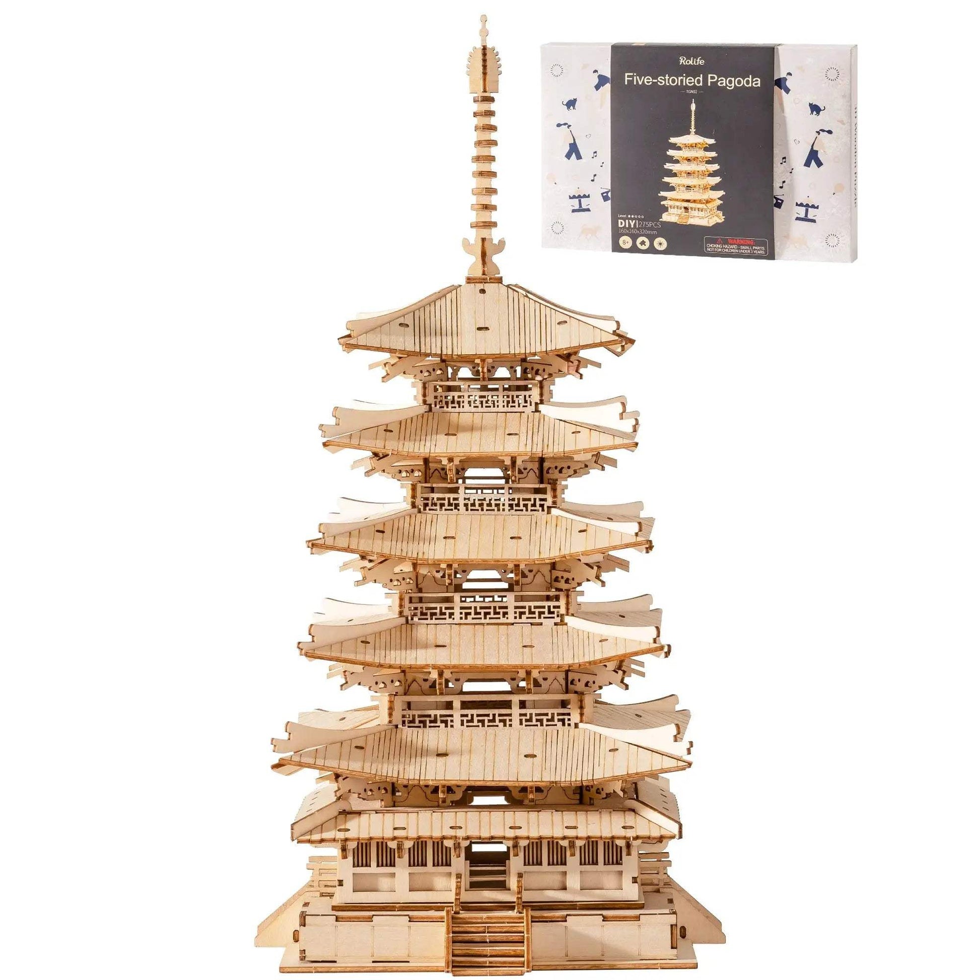  3D Wooden Puzzle Pagoda DIY Model Kit Tabletop Premium -  ToylandEU™