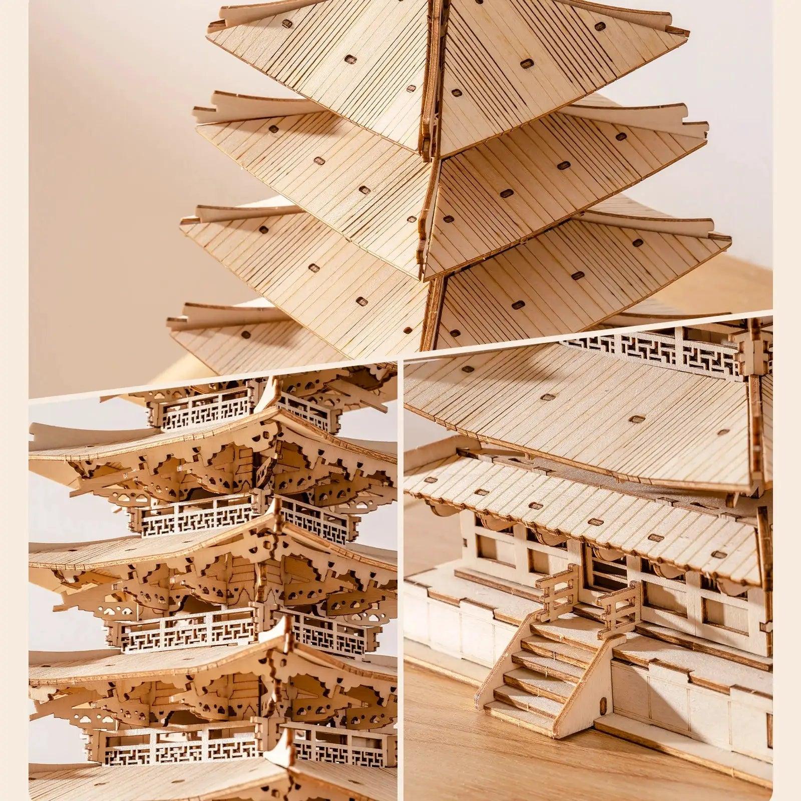  3D Wooden Puzzle Pagoda DIY Model Kit Tabletop Premium -  ToylandEU™