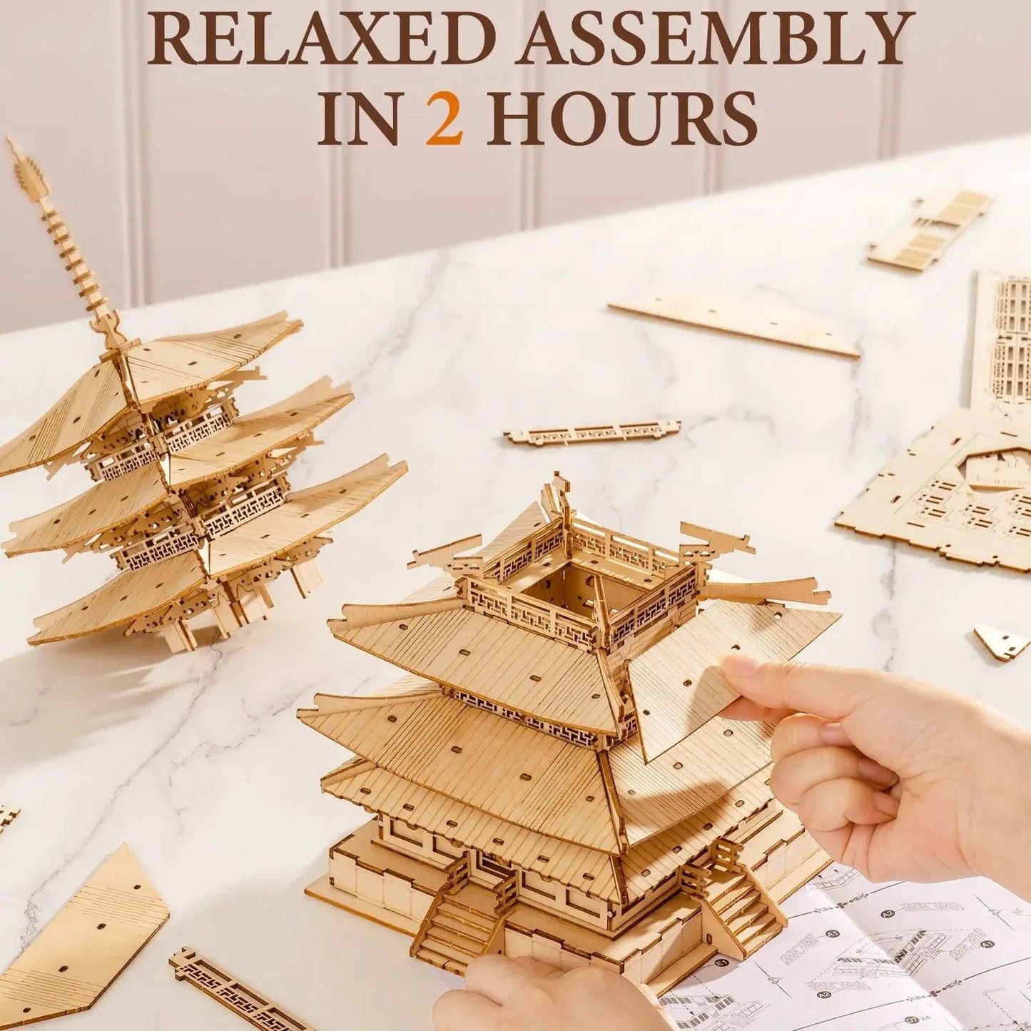  3D Wooden Puzzle Pagoda DIY Model Kit Tabletop Premium -  ToylandEU™