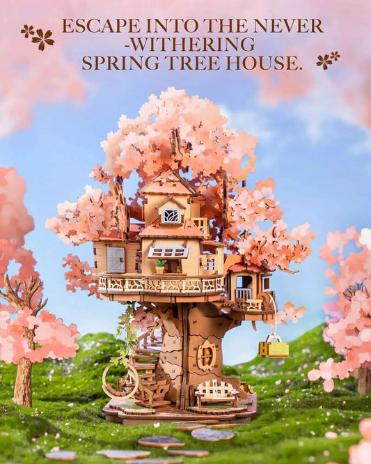 3D Wooden Puzzle Sakura Tree House Kit Calming Gift -  ToylandEU™