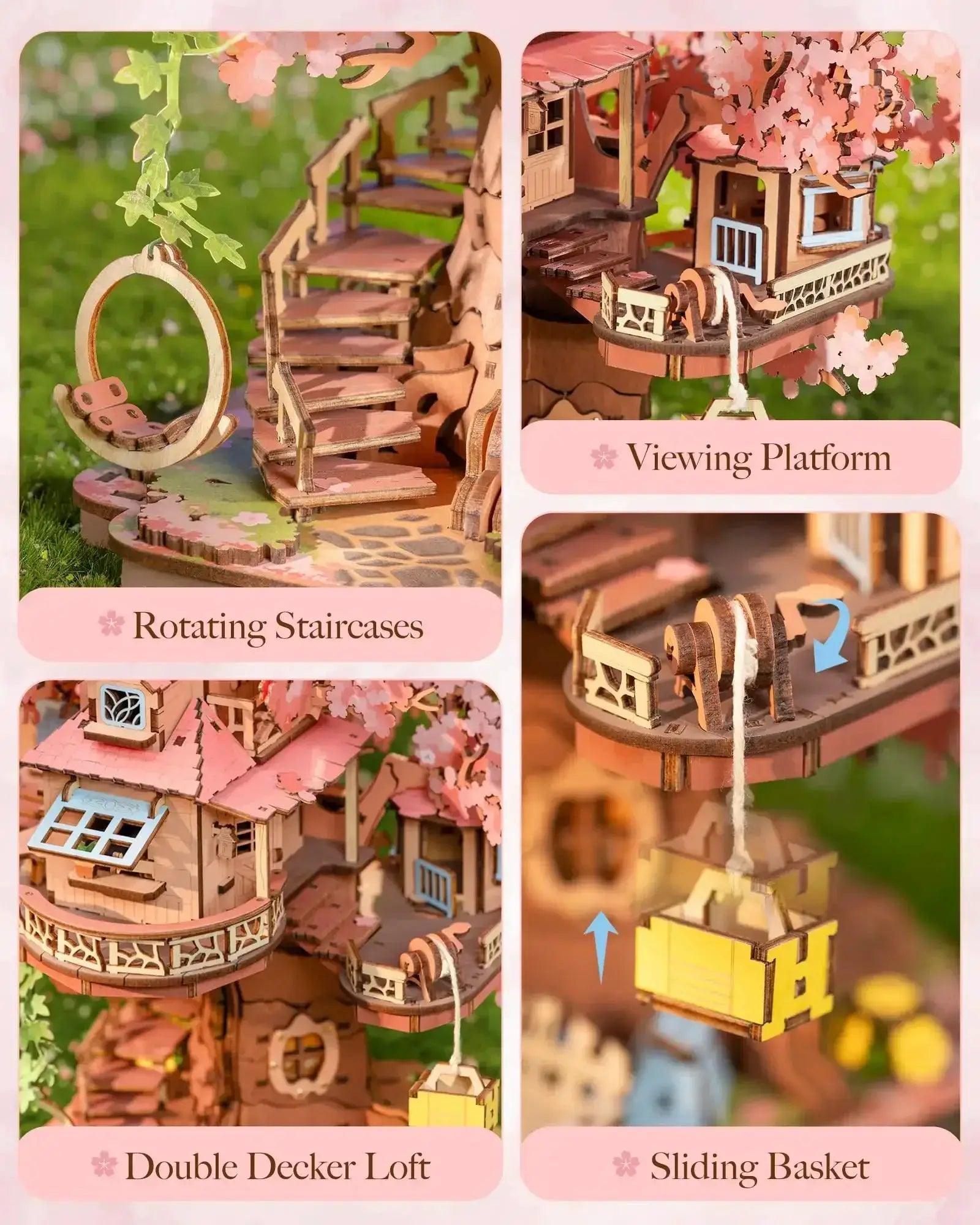  3D Wooden Puzzle Sakura Tree House Kit Calming Gift -  ToylandEU™