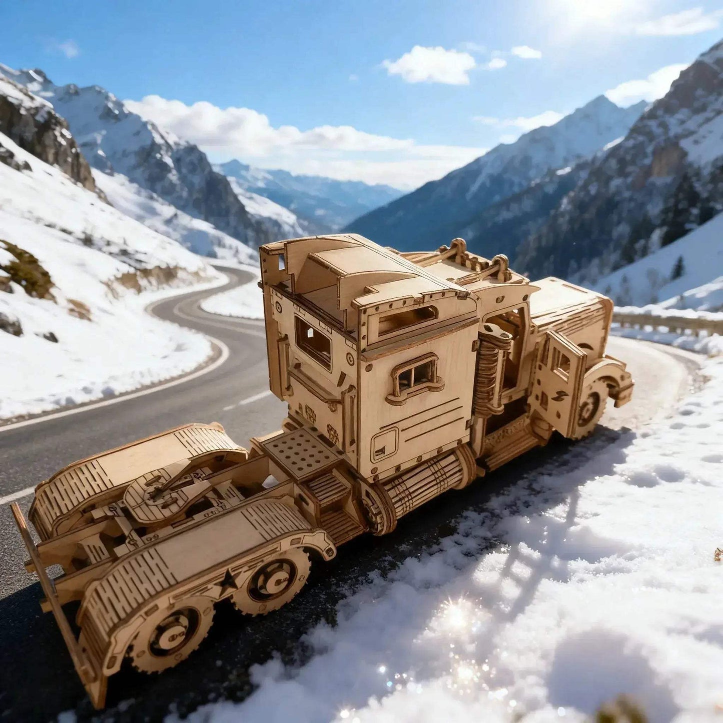 3D Wooden Puzzle Semi Trailer Truck Kit Hand Assembled DIY - ToylandEU