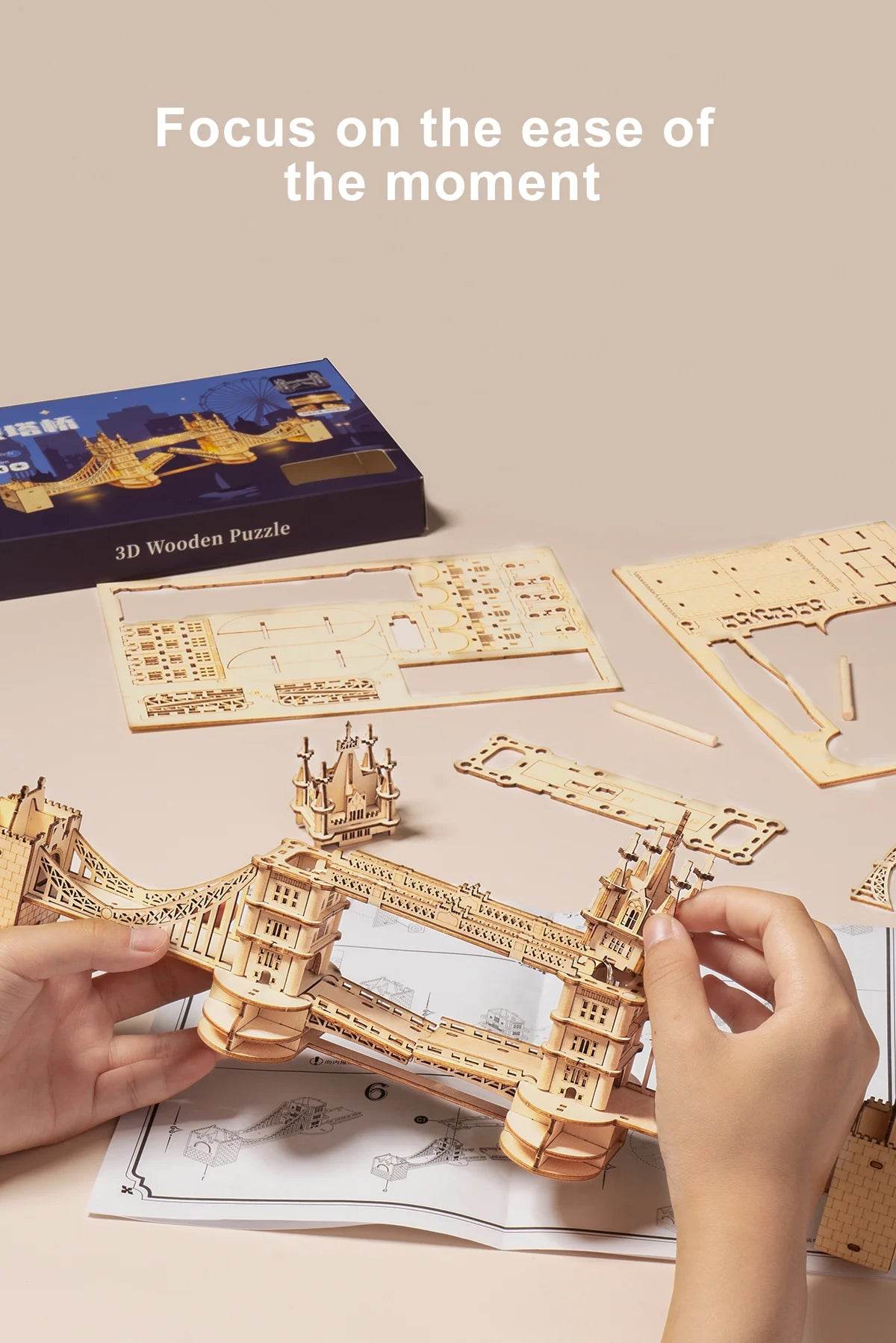 3D Wooden Puzzle Set - DIY Assembly Toys of Tower Bridge & Big Ben for Kids, Teens, and Adults - ToylandEU