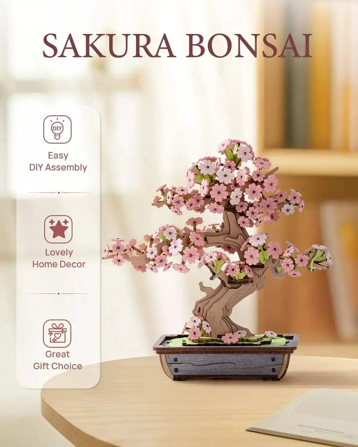 3D Wooden Sakura Bonsai Puzzle Kit Easy Assembly Gift - ToylandEU
