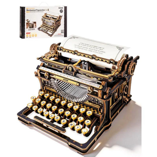  3D Wooden Typewriter Puzzle | Black Gold | Toylandeu™ 