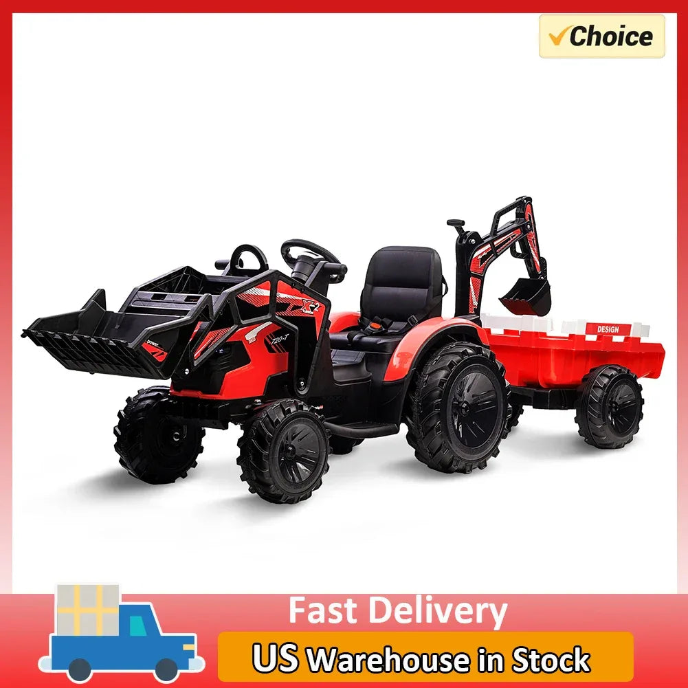 3In1 Ride On Tractor Excavator Bulldozer With Trailer Remote Control - ToylandEU