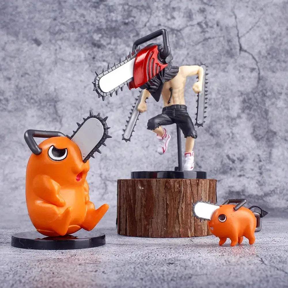 3PCS Denji Pochita Chainsaw Man Anime Mini Figures Set, Chainsaw Man Kawaii Chibi Action Figurines - ToylandEU