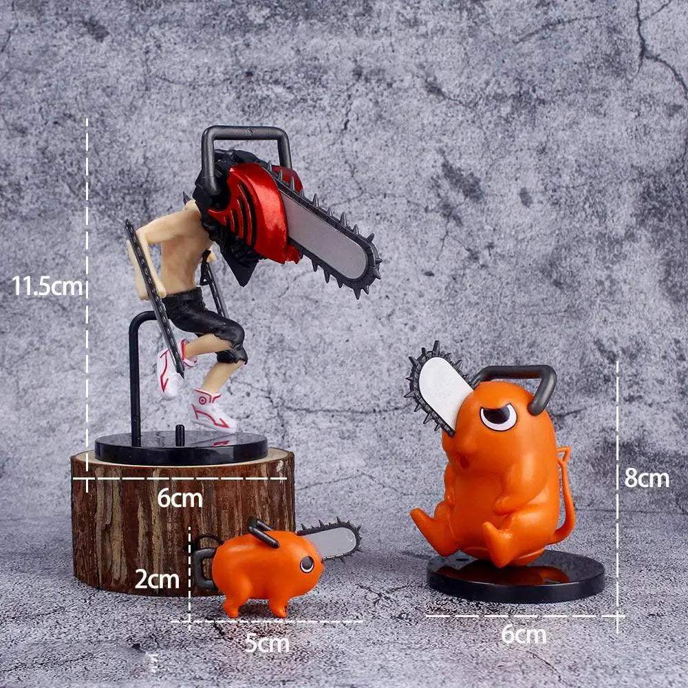 3PCS Denji Pochita Chainsaw Man Anime Mini Figures Set, Chainsaw Man Kawaii Chibi Action Figurines - ToylandEU