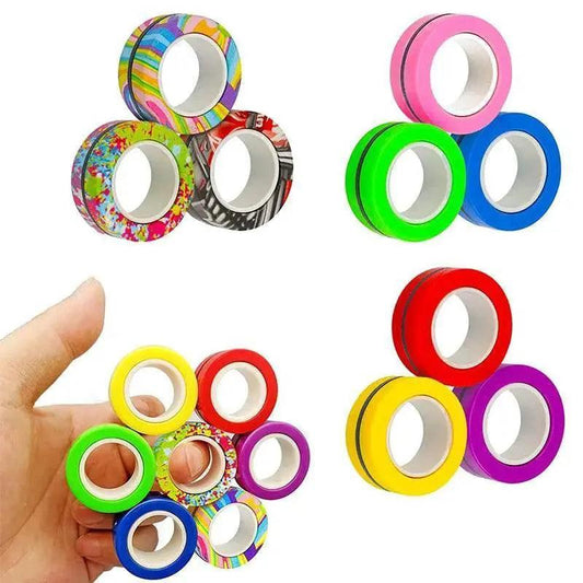 3PCS Fingertip Magnetic Rings Colorful Relief Fidget Toys Set for Adult Magnet Spinner -  ToylandEU™