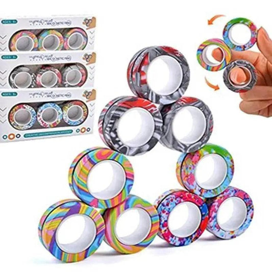  3PCS Fingertip Magnetic Rings Colorful Relief Fidget Toys Set for Adult Magnet Spinner -  ToylandEU™