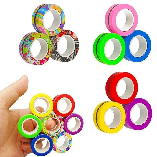 3PCS Fingertip Magnetic Rings Colorful Relief Fidget Toys Set for Adult Magnet Spinner - ToylandEU