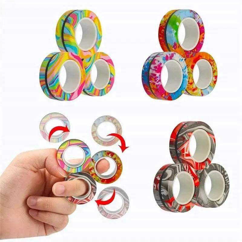 3PCS Fingertip Magnetic Rings Colorful Relief Fidget Toys Set for Adult Magnet Spinner - ToylandEU