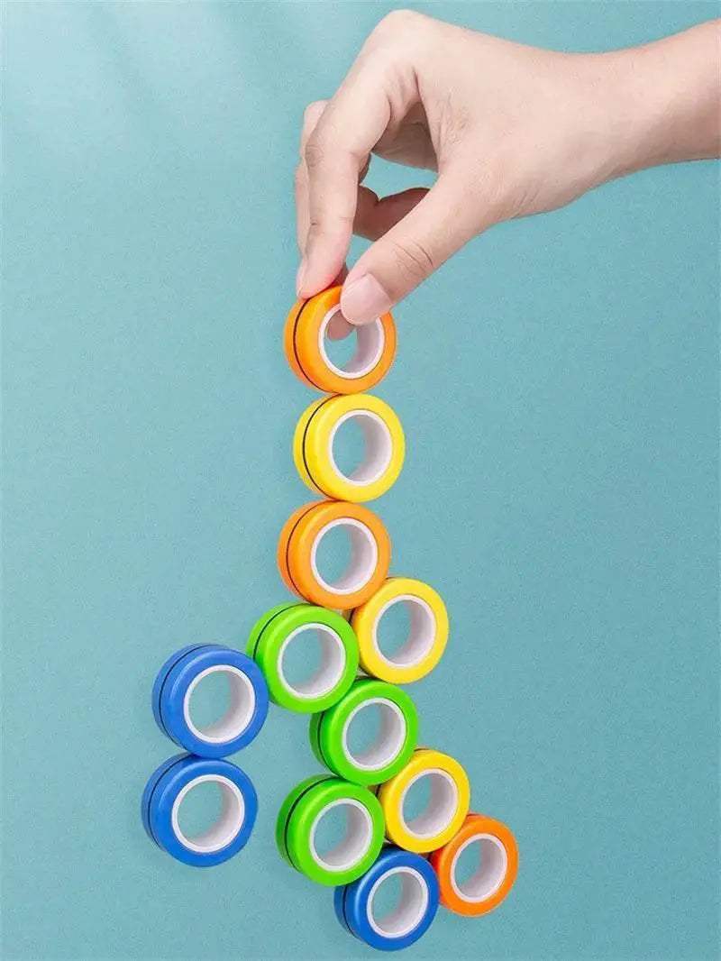 3PCS Fingertip Magnetic Rings Colorful Relief Fidget Toys Set for Adult Magnet Spinner - ToylandEU